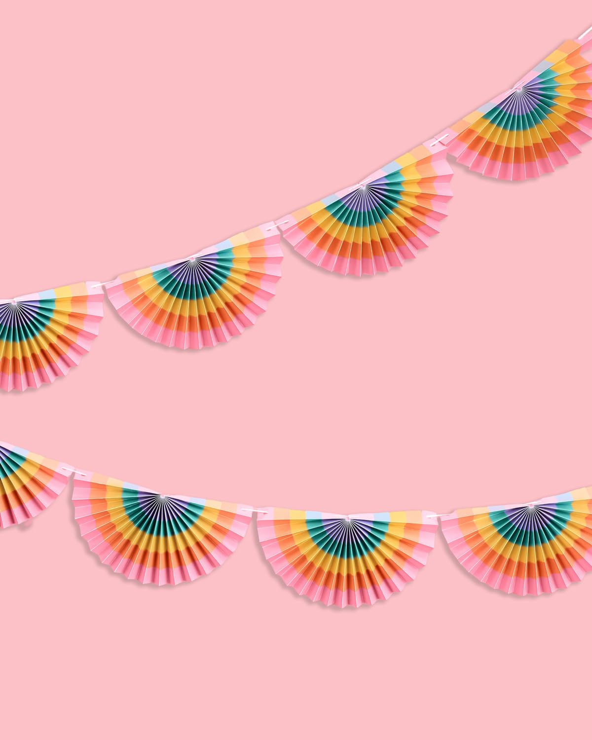 xo, Fetti Rainbow Paper Fan Banner - 10 Ft. | 3D Pastel Bachelorette Party Decorations, Birthday Party Supplies, Hanging Photo Booth Backdrop, Girl Baby Shower Banner, Bridal Shower Decor