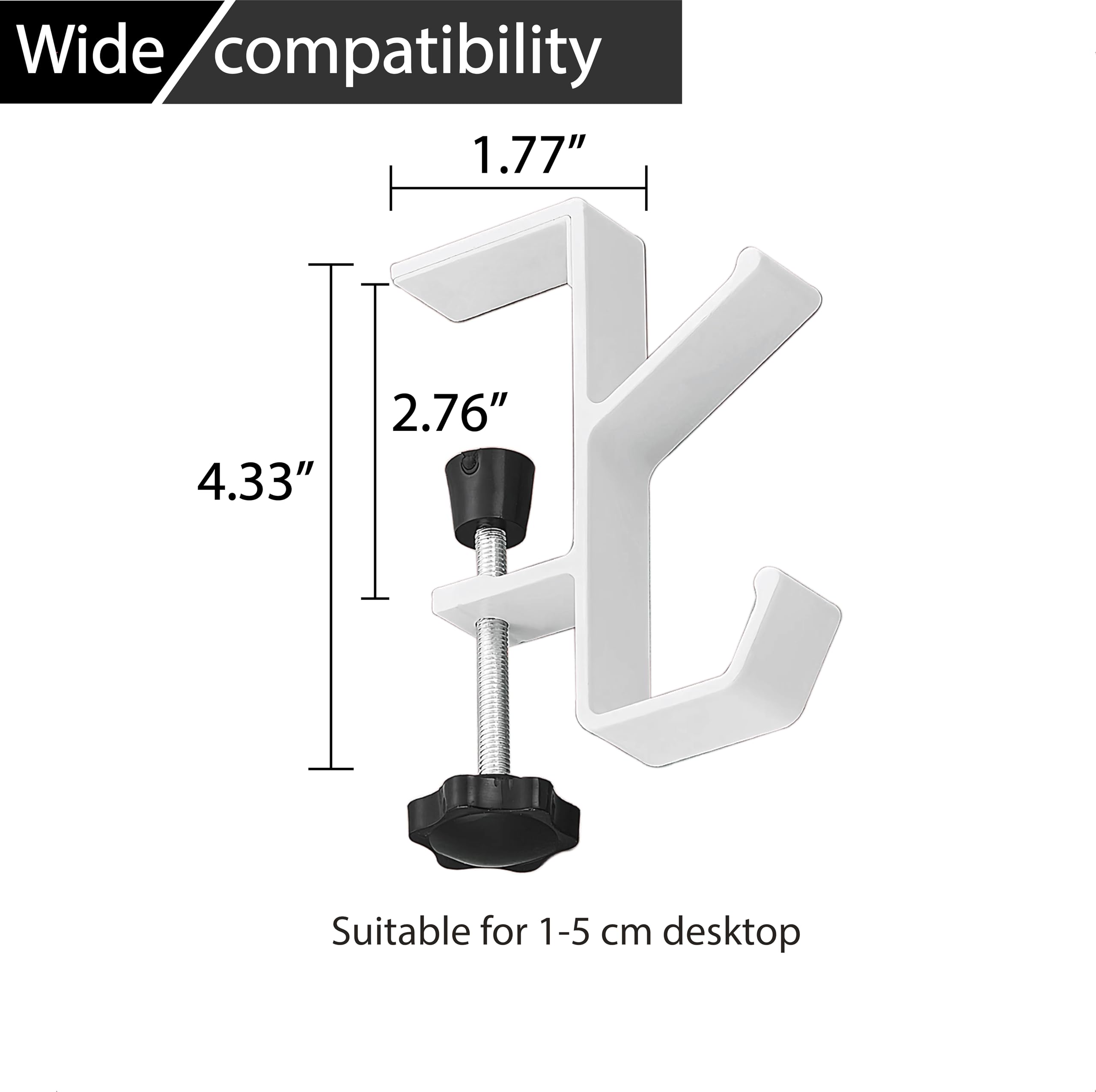 Ctgsas Adjustable Hook for L Shaped Gaming Desk, Under Gaming Desk with Hook Holder