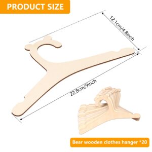 20Pcs Cute Little Kids Hangers,9 inch Creative Wooden Kids Hangers,Baby Hangers for Closet,Smooth Newborn Hangers for Baby Toddler Kids Clothes Dress Pants