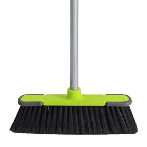 green indoor broom 54" long handle house broom for floor cleaning sweeping broom for kitchen, garage, lobby, patio and garden