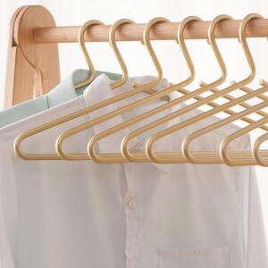 Premium Matte Gold Aluminum Coat Hangers 10 Piece Set, 16.5” Extra Smooth & Durable Metal Shirt Dress Hanger,Aluminum Alloy Hanger,Clothing Support,Clothing Hang