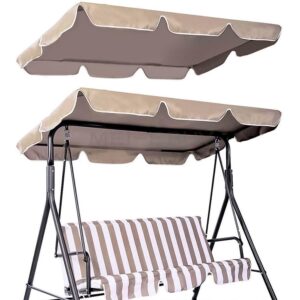 timoau porch swing canopy, replacement waterproof swing top cover, 3 seater garden swing seat canopy cover，durable outdoor sun shade patio swing canopy awning (khaki, 77 * 43)