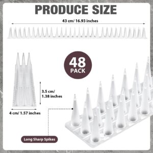 Geetery 48 Pack Bird Spikes Bulk Transparent Plastic Bird Spikes for Small Birds Squirrel Pigeon Spikes Bird Spikes for Animal Outdoor, Fence Spikes for Garden Wall Railing Roof