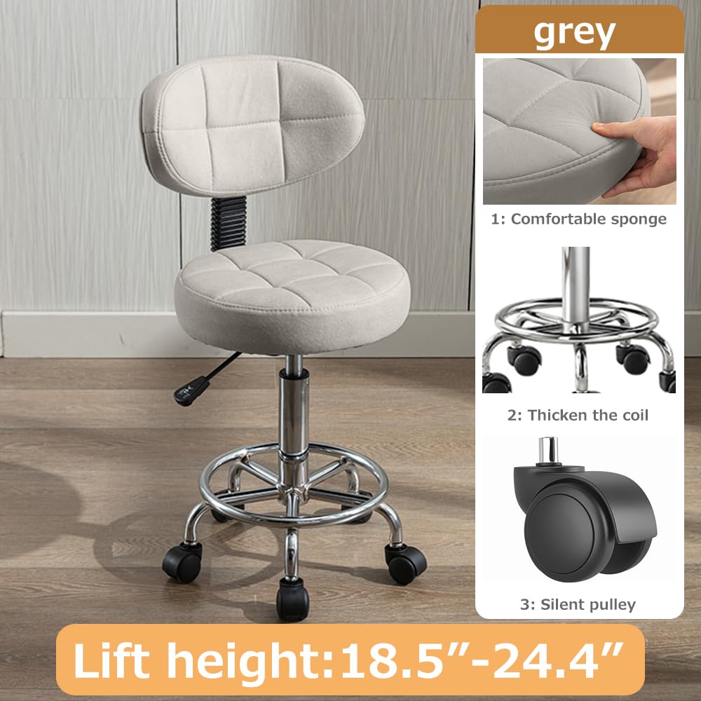 HDHNBA Modern Office Desk Chair Rolling Stool Computer Chair with Low Back Height Adjustable Work Home Salon Drafting Swivel Task Chair with Footrest