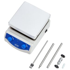 VEVOR Magnetic Stirrer Hot Plate, Max 716°F/380°C, 0-2000 RPM Hot Plate with Magnetic Stirrer, 3000mL Hot Plate Stirrer, Support Stand and Stir Bars Included, 500W Heating Power