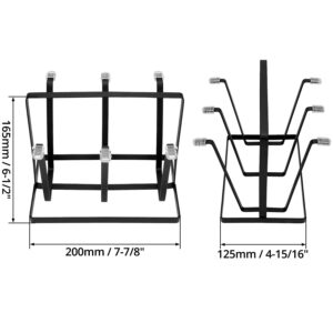 QWORK Cup Drying Rack, 2 Pack 6-Hook Bottle Drying Drainer Stand, Coffee Mugs Wine Glass Drying Rack with Non-Slip Silicone Hooks, Space Saving Countertop Cup Holder, for Home, Office, Cafe - Black