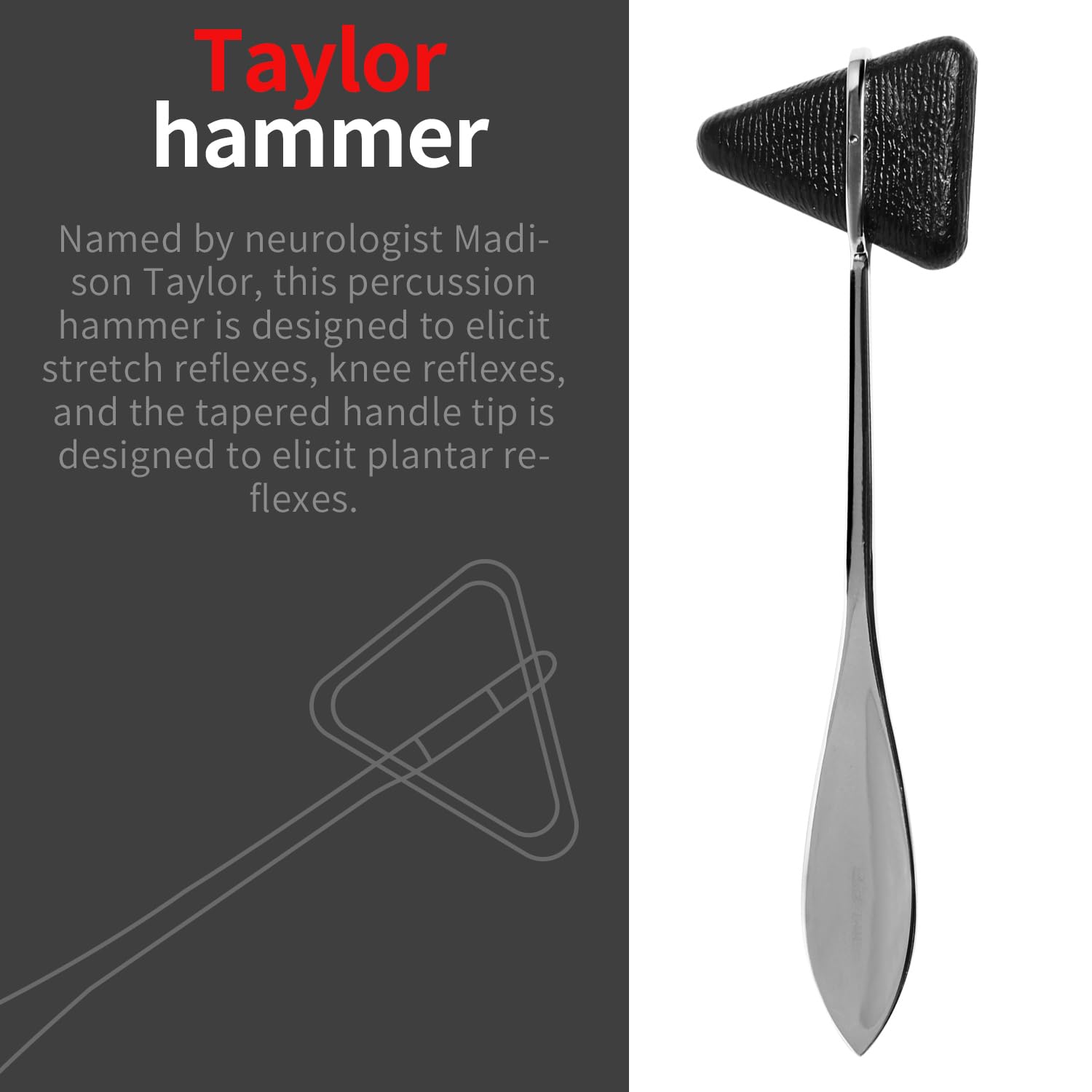 Medical Taylor Percussion Hammer Reflex Hammer for cutaneous and Superficial responses,black