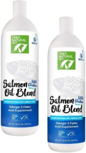 only natural pet wild alaskan salmon oil for dogs & cats - omega 3 & 6 supplement for pets - epa & dha fish oils, all natural joint support, promote healthy skin, coat & heart - 20 fl oz (pack of 2)