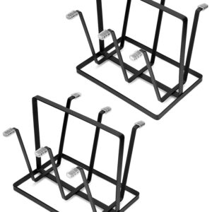 QWORK Cup Drying Rack, 2 Pack 6-Hook Bottle Drying Drainer Stand, Coffee Mugs Wine Glass Drying Rack with Non-Slip Silicone Hooks, Space Saving Countertop Cup Holder, for Home, Office, Cafe - Black