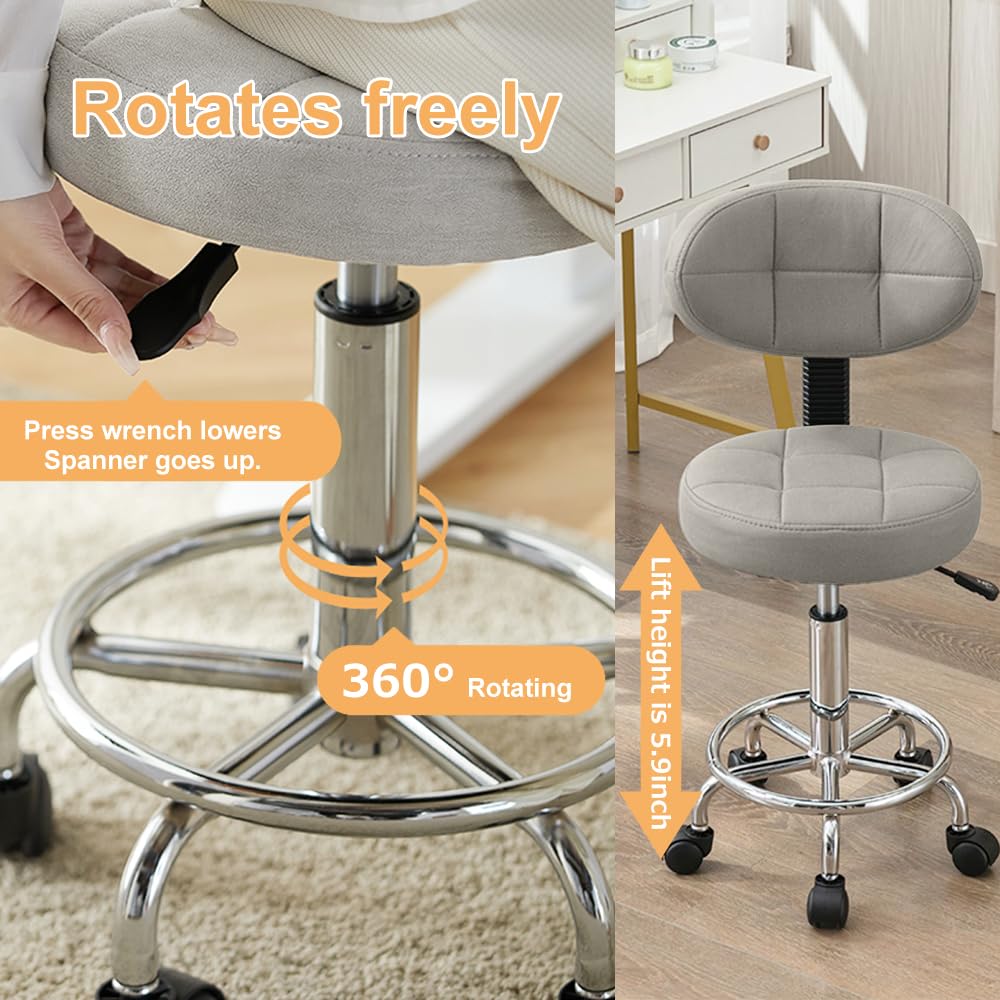 HDHNBA Modern Office Desk Chair Rolling Stool Computer Chair with Low Back Height Adjustable Work Home Salon Drafting Swivel Task Chair with Footrest