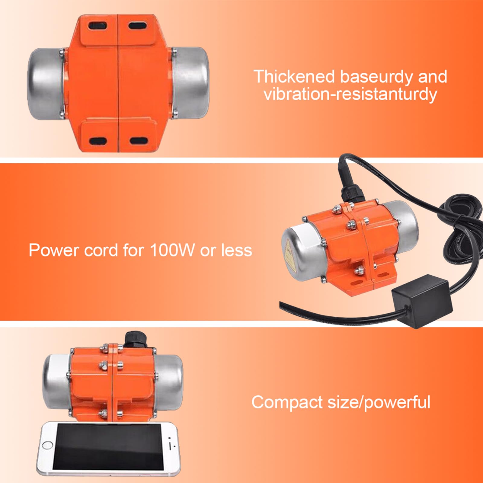 ATO 50W Concrete Vibration Motor with Speed Controller, Adjustable Exciting Force DC Electric Vibration Motor Low Noise Concrete Vibrating Motor 3600rpm 1 Phase 110V