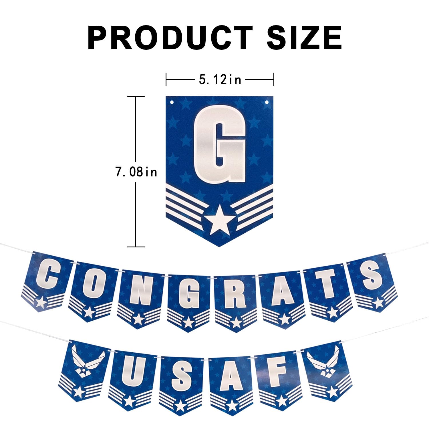 Military Theme Congrats USAF Banner,Military US Air Force Graduation Parties, Retirement, Welcome Home & Birthdays Party Decoration Supplies