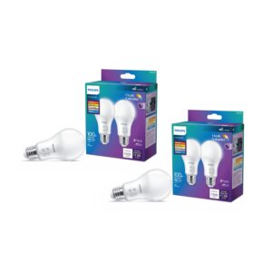 philips led a19 selectable white dimmable led light bulbs - flicker free 60w light bulbs with eyecomfort technology - soft white 6500k lightbulb - 1500 lumen - e26 base - 4 pack