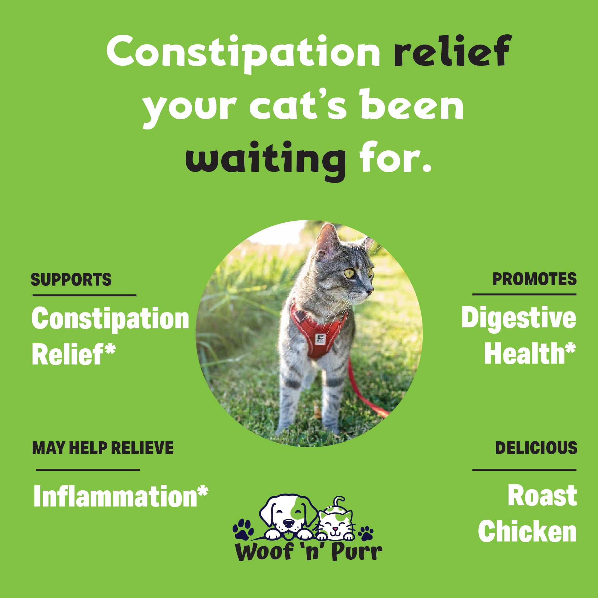 Woof 'n' Purr Constipation Relief for Cats - Cat Constipation Relief - Cat Laxative - Cat Laxative Constipation Relief - Constipation Relief for Cat - Cat Stool Softener - 1 fl oz - (1)