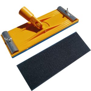 pole sander replacement hook and loop head - no-flip design with quick release clamp and universal coarse threaded collar sander block- sander head only