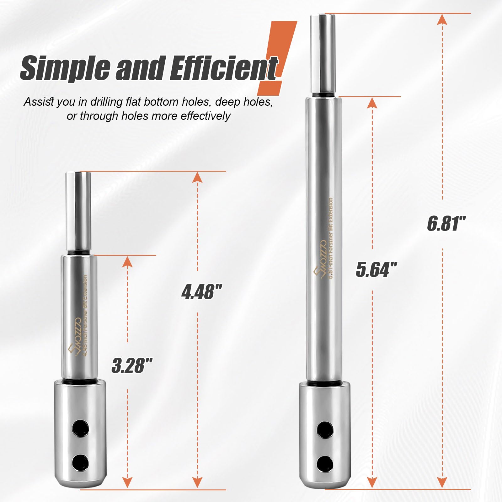 Swozzto 2PCS Forstner Bit Extension Set with Anti-Slip Design,Adding Over 3.28"&5.64" Drilling Depth to Forstner Bit,Suitable for Process Wooden Furniture,Timber and etc.