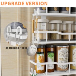 MSERCUOR Over The Door Pantry Organizer Rack, 9-Tier Metal Pantry Organization And Storage with Adjustable Baskets, Hanging Spice Rack for Home & Kitchen Laundry Room Bathroom (9 Tier White)