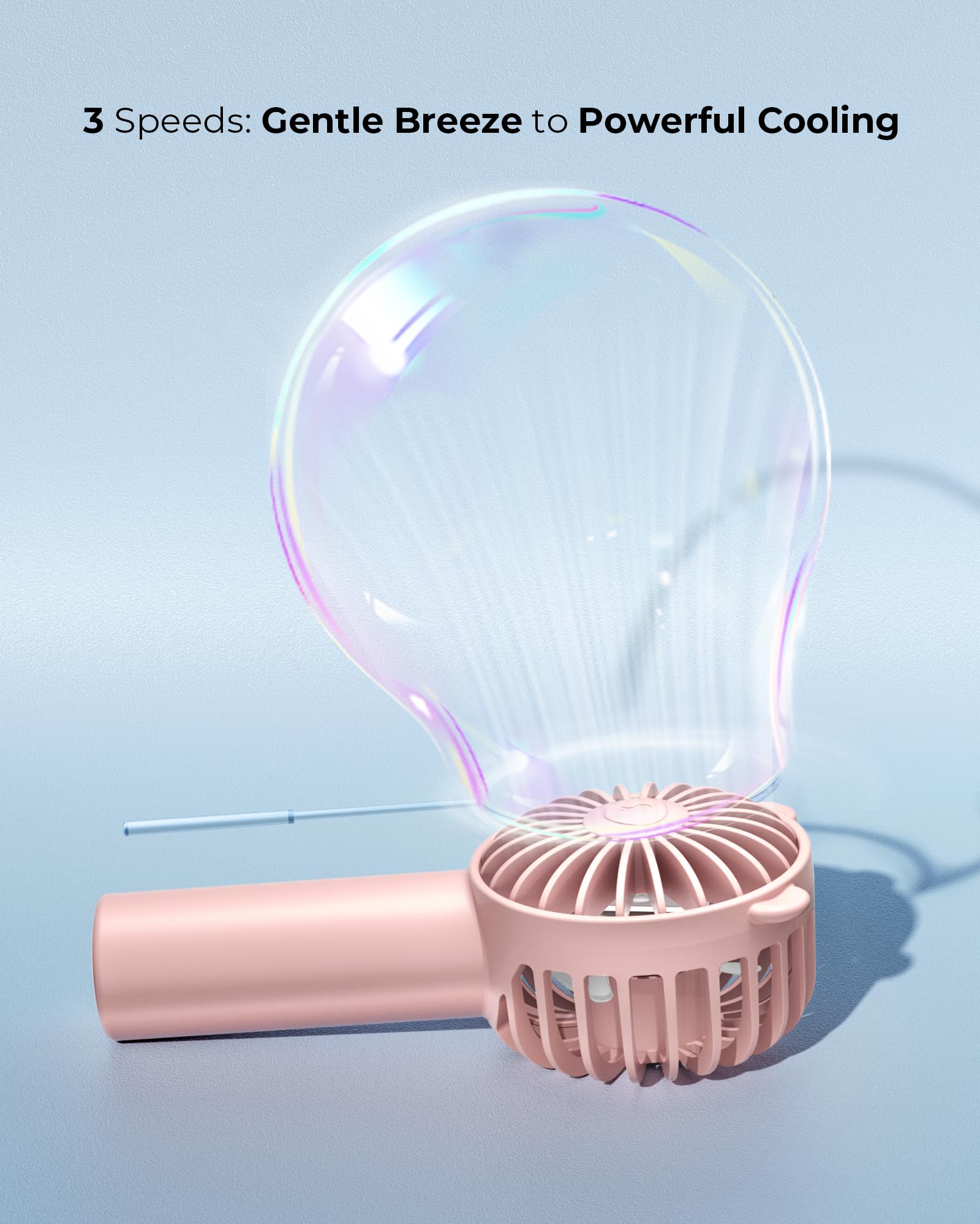 Mini Fan, Portable Fan with 3 Speeds for 2000mAh Battery USB-C Rechargeable, 3-Speed Quiet Operation, Stylish Handheld Fan for Outdoors & Travel