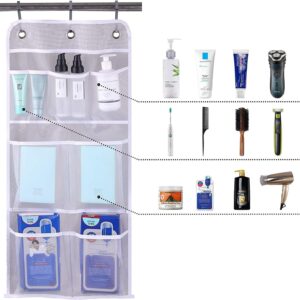 MISSLO 2 Pack Mesh Shower Caddy Hanging for Travel Quick Dry Shower Hanging Organizer Cruise RV Camper Bathroom with Over Door Hooks and Shower Curtain Hooks