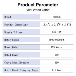Mini Wood Lathe Machine, 12V- 24VDC,7 Variabla Speeds 4000-9000 RPM, with Wood Lathe Milling Accessories, for Wood Polishing, Grinding, Cutting and Milling DIY... (B)