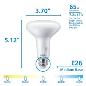 PHILIPS BR30 Dimmable LED Spotlight Bulbs - Flicker Free Light Bulb with EyeComfort Technology - Selectable White - E26 Base - 6 Pack