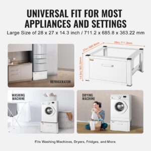 VEVOR YN-WM01 Laundry Pedestal Washer and Dryer Stand Platform Universal Fit 660lbs Capacity, Heavy Duty Multi-Functional Base for Washing Machine with Drawer & Rich Accessories, White