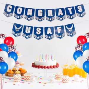 Military Theme Congrats USAF Banner,Military US Air Force Graduation Parties, Retirement, Welcome Home & Birthdays Party Decoration Supplies