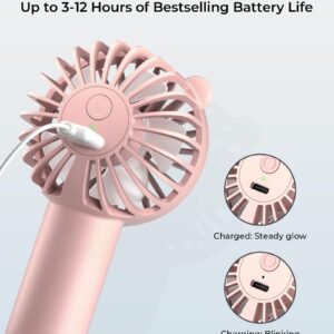 Mini Fan, Portable Fan with 3 Speeds for 2000mAh Battery USB-C Rechargeable, 3-Speed Quiet Operation, Stylish Handheld Fan for Outdoors & Travel