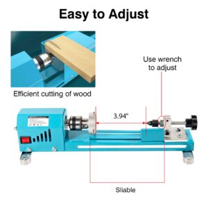 Mini Wood Lathe Machine, 12V- 24VDC,7 Variabla Speeds 4000-9000 RPM, with Wood Lathe Milling Accessories, for Wood Polishing, Grinding, Cutting and Milling DIY... (B)