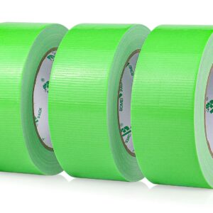 BOMEI PACK Green Duct Tape, 3Rolls Heavy Duty Strong Industrial Color Duct Tape 9mil x 1.88inch x 30yds for Packing and Repairing