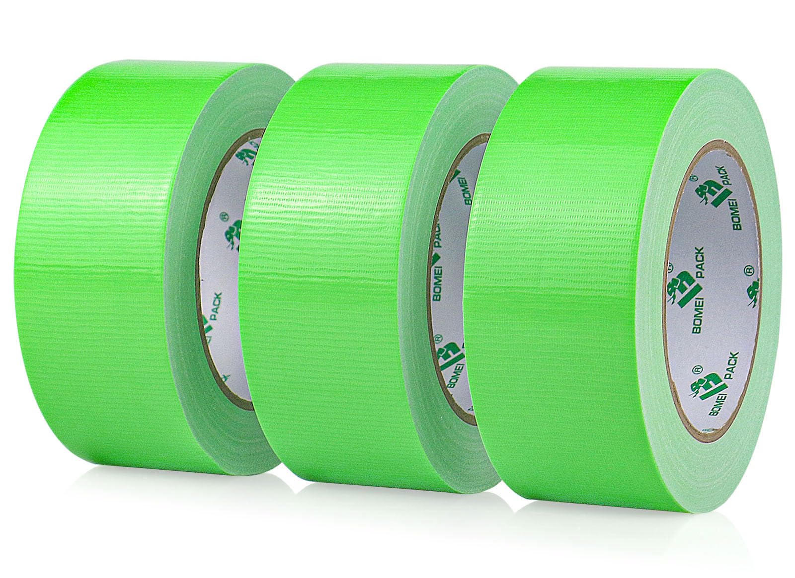 BOMEI PACK Green Duct Tape, 3Rolls Heavy Duty Strong Industrial Color Duct Tape 9mil x 1.88inch x 30yds for Packing and Repairing