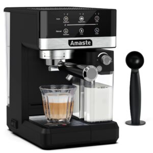 amaste espresso machine, 20 bar cappuccino machine with touch screen, espresso machine with milk frother for home, 3-in-1 latte machine with milk tank for espresso, cappuccinos & lattes, 1350w