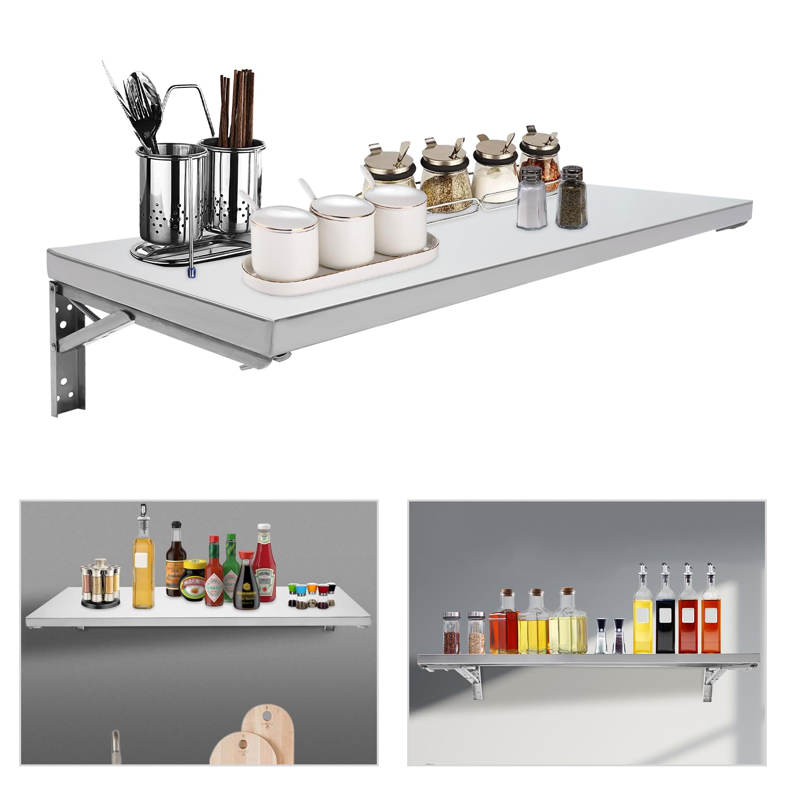 HIYTCU Folding Concession Shelf 36" x12", Stainless Steel Folding Wall Shelf Food Shelf Concession Stand Serving Shelf for Concession Windows Restaurants Businesses and Eateries