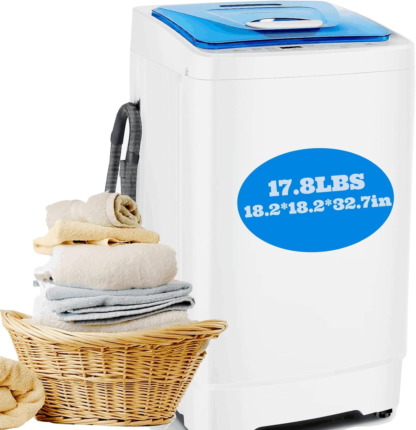 Nictemaw MB005572_BL Portable Washing Machine, 17.8 Lbs-Blue White