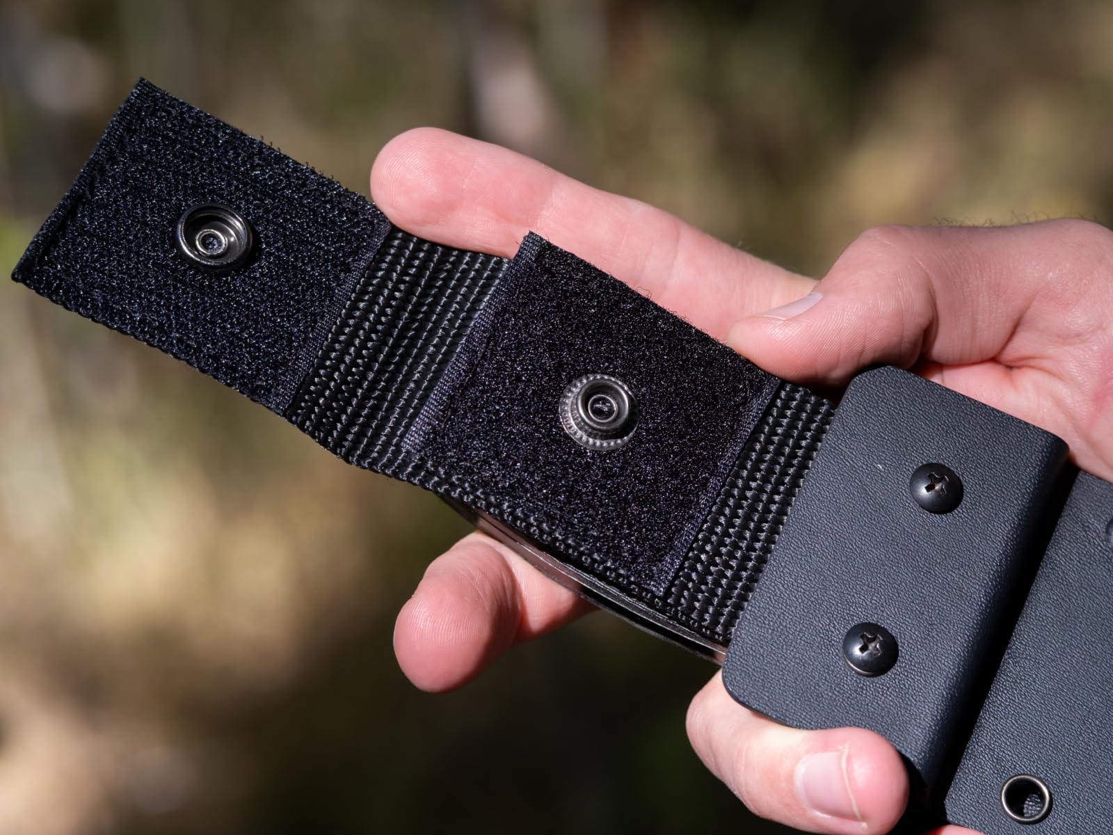 Off-Grid Knives - OG Lo-Pro Universal Kydex Knife Sheath Extension, Fits Taco and Pancake Style Sheaths with Button Lock and Velcro Nylon Belt Loop, Fits Sheaths with 1.5 Inch Spaced Rivets