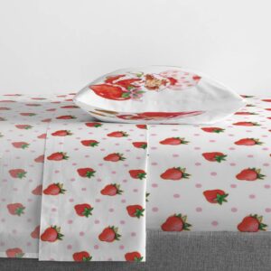 Jay Franco Strawberry Shortcake Twin Size Sheet Set - Super Soft Kids 3 Piece Bedding Set - Microfiber Sheets Includes Reversible Pillow Cover