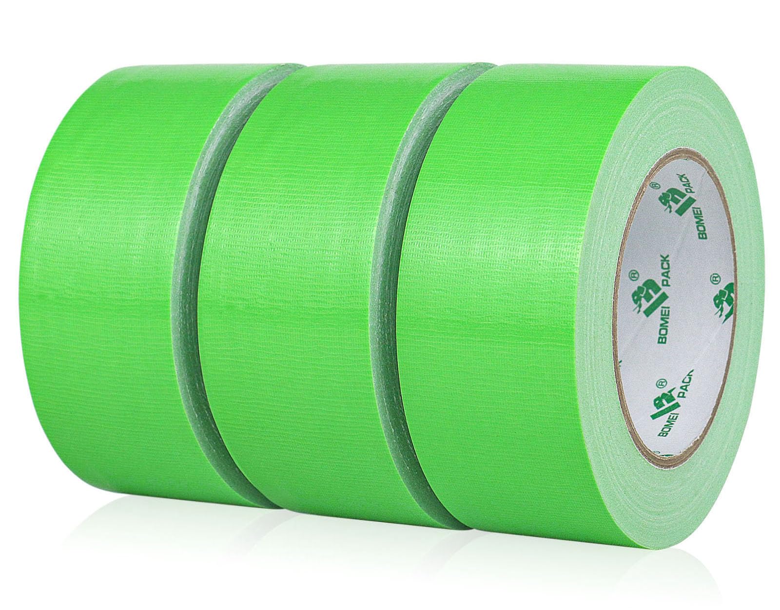 BOMEI PACK Green Duct Tape, 3Rolls Heavy Duty Strong Industrial Color Duct Tape 9mil x 1.88inch x 30yds for Packing and Repairing