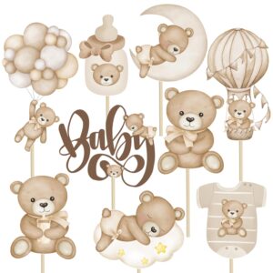 30pcs we can bearly wait centerpiece sticks teddy bear baby shower decorations bear table toppers bear baby shower table centerpieces for oh baby bear birthday party supplies