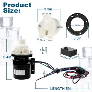 Ice Maker Machine Pump Motor Assembly with Capacitor Replacement for Hoshizaki PA0613, S-0613, 321444A01, 321444A02, 3A2638A03, HS-0176, Also Replaces APTA92P10WD1