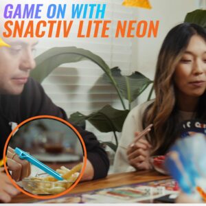 SNACTIV LITE Finger Chopsticks for Gamers 4PC NEON Bundle - As Seen on Shark Tank! The Official Snacking Tool of the Future - Enjoy Snacks and Chips with Ease - Innovative Gaming Snacking Solution