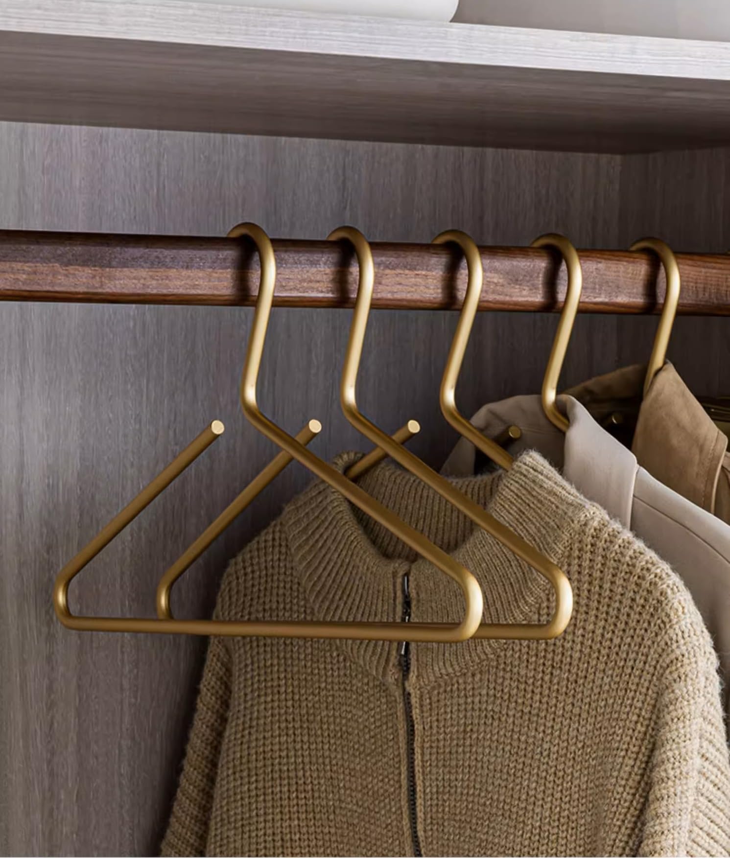 Premium Matte Gold Aluminum Coat Hangers 10 Piece Set, 16.5” Extra Smooth & Durable Metal Shirt Dress Hanger,Aluminum Alloy Hanger,Clothing Support,Clothing Hang