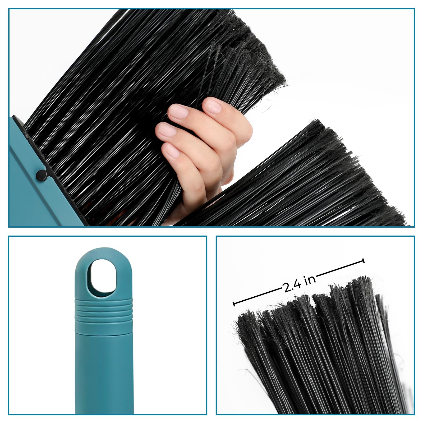 Long Stiff Bristle Brooms for Sweeping Indoors, Angle Brooms with 58" Long Handles Heavy Duty Soft Bristle Brooms, Kitchen Brooms for Shop Office Lobby