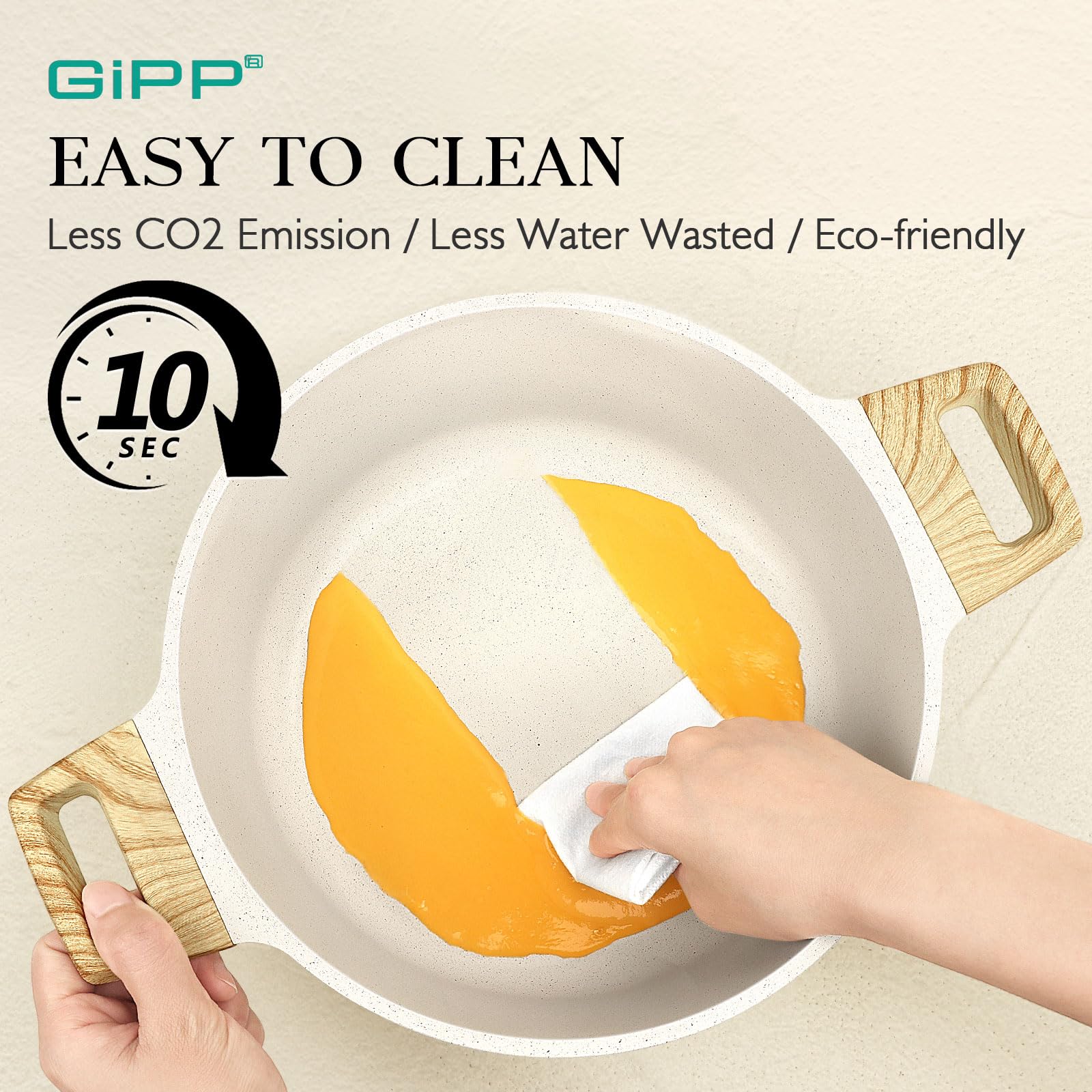 GiPP 21Psc Pots and Pans Set Non Stick - White Granite Kitchen Cookware Sets Nonstick Induction Cookware Non-toxic Cooking Pan Set with Silicone Utensils, PFOS and PFOA Free