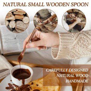 6 Pcs Small Wooden Coffee Spoons Long Handle Wooden Mixing Spoon, Mini Stirring Spoon Honey Spoons Tiny Mixing Spoon Wood Iced Tea Spoons Spoon for Mixing Coffee Tea Beverage(Shape A)