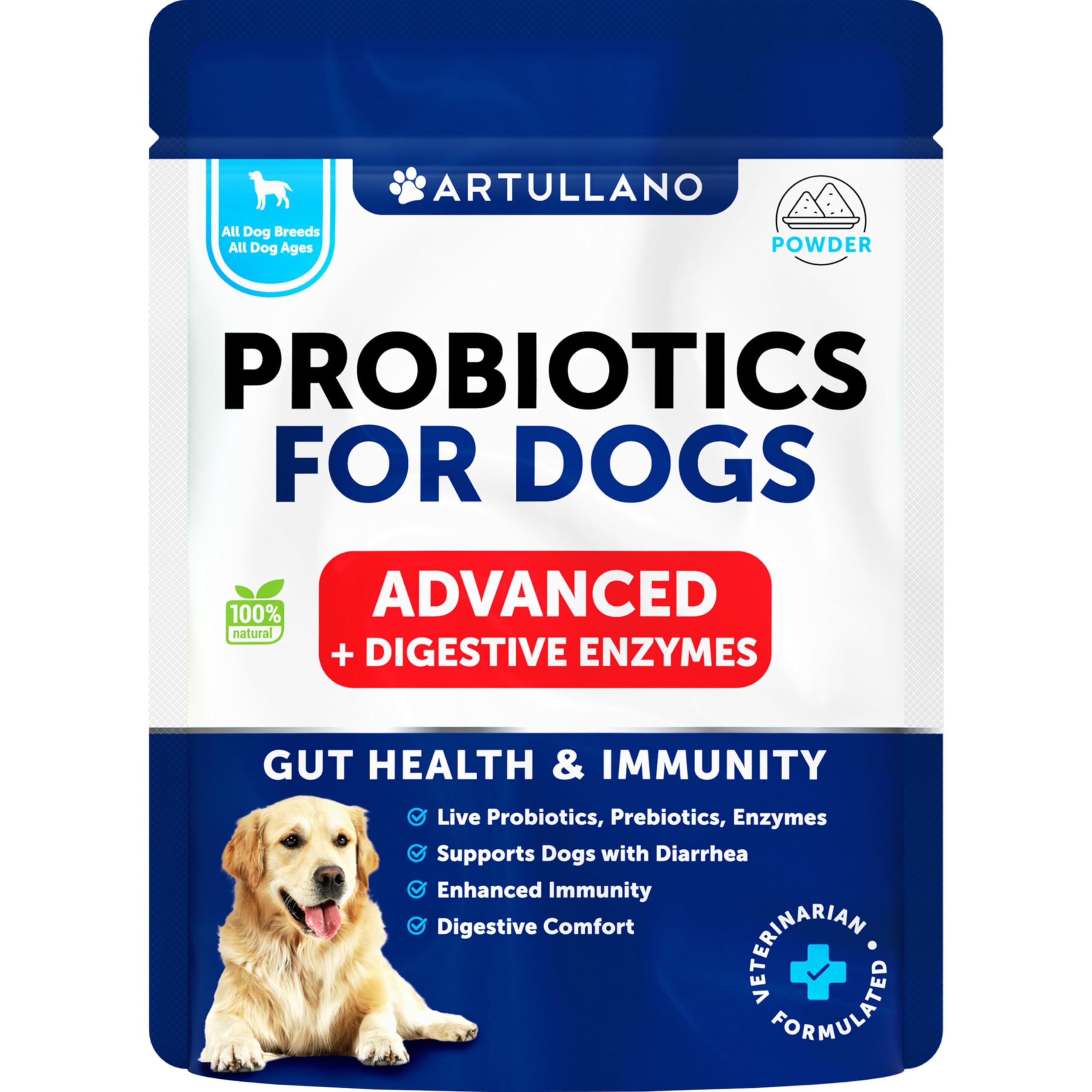 Probiotics for Dogs - Support Gut Health, Allergies, Immunity, Yeast Balance - Dog Probiotics and Digestive Enzymes with Prebiotics - Reduce Diarrhea - 30 Sticks