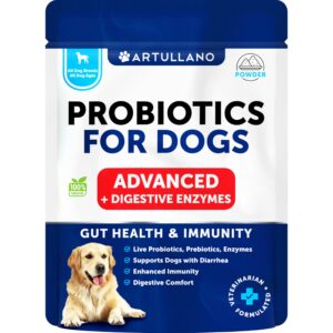 probiotics for dogs - support gut health, itchy skin, allergies, immunity, yeast balance - dog probiotics and digestive enzymes - 30 sticks