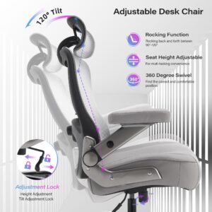 500lbs Big and Tall Office Chair- Heavy Duty Executive Computer Chair with 3D Flip Arms Large Wheels, Ergonomic Mesh High Back Desk Chair, Extra Wide Seat Adjustable Lumbar Support&Headrest