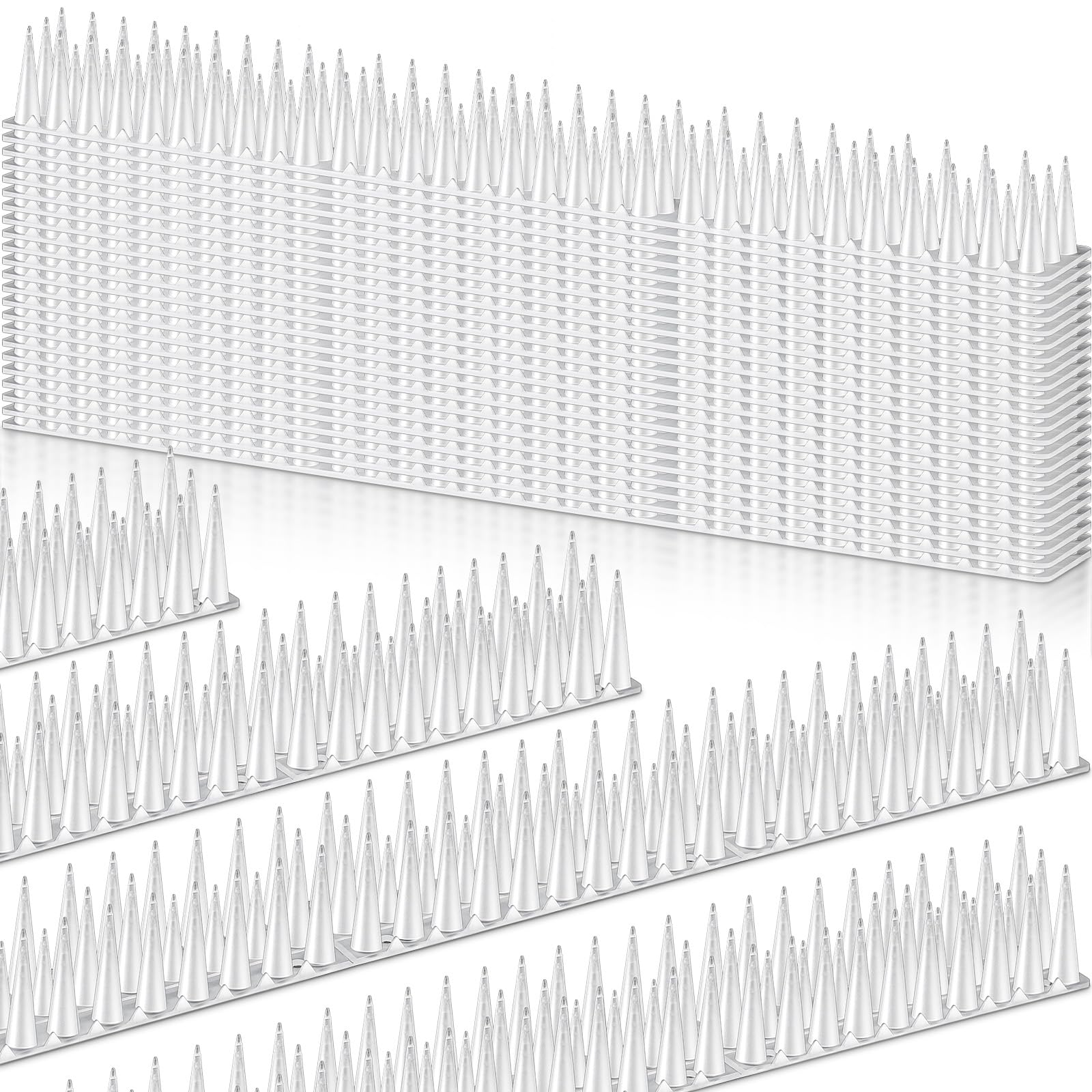 Geetery 48 Pack Bird Spikes Bulk Transparent Plastic Bird Spikes for Small Birds Squirrel Pigeon Spikes Bird Spikes for Animal Outdoor, Fence Spikes for Garden Wall Railing Roof