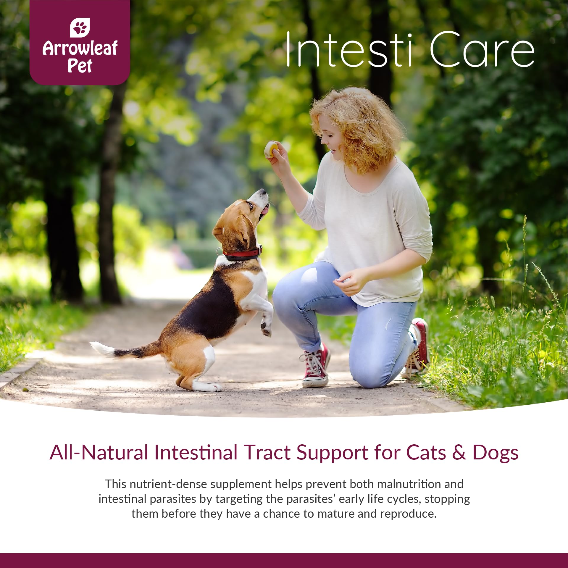 Arrowleaf Leaf Intesti Care by NaturPet Inc for Dogs & Cats | Natural Alternative to Chemical Wormers | Promotes a Healthy intestinal Tract | Contains Diatomaceous Earth | 165g