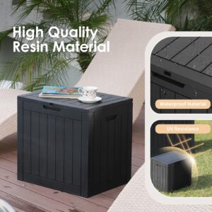 Clussbin 30 Gallon Deck Box Lockable Resin Waterproof Outdoor Storage Delivery Box Waterproof for Patio Furniture Garden Tools Pool Supplies Black